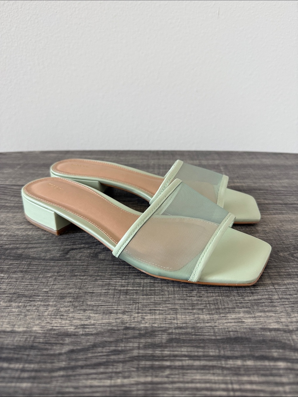 Maeve Mint Mesh Slide Sandals